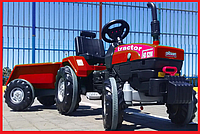 Большой педальный трактор с прицепом Pilsan 07-297 красный, Велотрактор с прицепом, педальный трактор shopsup