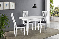 Классический маленький белый раздвижной обеденный кухонный стол в кухню/гостиную массив дерева 93*67 см Даллас