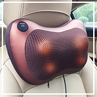 Роликовая массажная подушка для спины и шеи головы массажер Massage pillow с подогревом для дома авто shopsupe