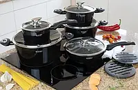 Набор кухонной посуды Edenberg 12 предметов с мраморным антипригарным покрытием из алюминия (EB-5613)