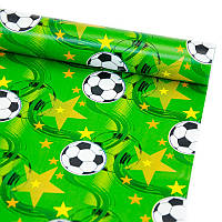 Подарочная крафт бумага в рулоне "Мяч на зеленом поле" 70см х 7 м