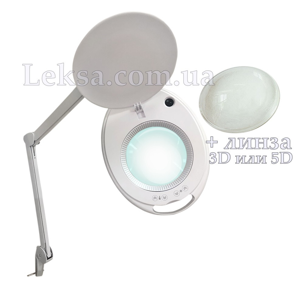 ЛАМПА-ЛУПА 6027K-H-8 60 SMD LED З РЕГУЛЮВАННЯМ ЯСКРАВОСТІ ТЕПЛОГО І ХОЛОДНОГО СВІТА 1-12W 3D + лінза 5D