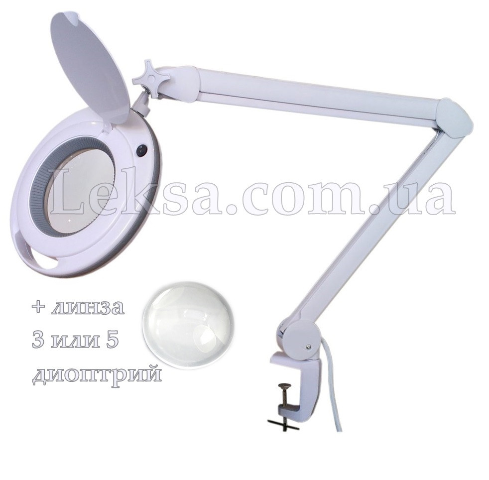 Збільшувальна лампа-лупа LS-6017 LED — 3 діоптрії 9W + лінза 5 діоптрій