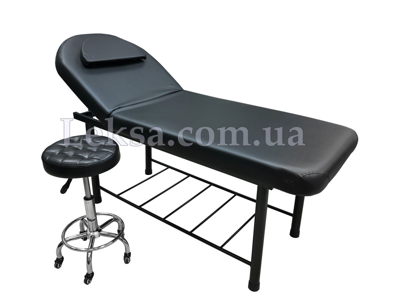 Кушетка косметологічна LS-266A Black + стільчик 836 Black, фото 1