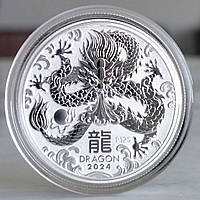 Серебряная монета Год Дракона Lunar III, 1/2 унции чистого серебра, 50 центов, Австралия, 2024