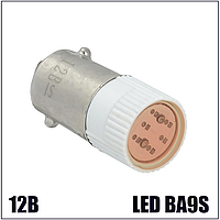 Лампа сменная красная LED BA9S AC/DC 12B