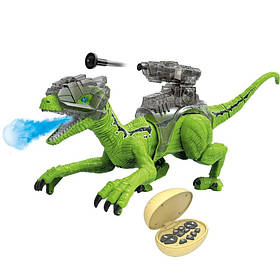 Радіокерований динозавр Велоцираптор 52 см: пар, світло, звук, стріляє, інтерактивний робот на пульті керування