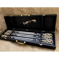 Ексклюзивні набори шампурів у кейсі з ножем "Лев" 7 предметів на подарунок директору