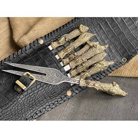 Набір шампурів преміум 6 шт. у закритому сагайді+вилка на подарунок чоловіку