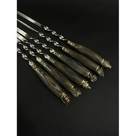 Туристичний набір шампурів "Звірі" бронза ясен 6 предметів на подарунок чоловікові