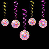 Бумажные гирлянды подвески свинка Пеппа декоративное украшение для детского дня рождения комплект 5 шт