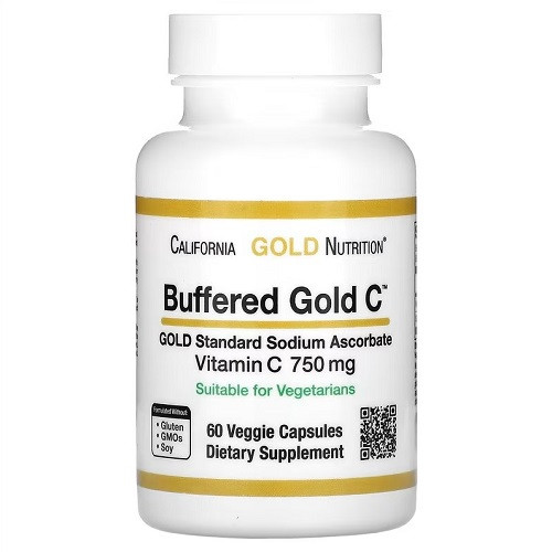 Вітаміни California Gold Nutrition Buffered Gold C 750 mg (60 капсул.)