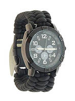 Часы водонепроницаемые Mil-Tec Army Uhr Paracord Black, тактические многофункциональные часы, мужские часы