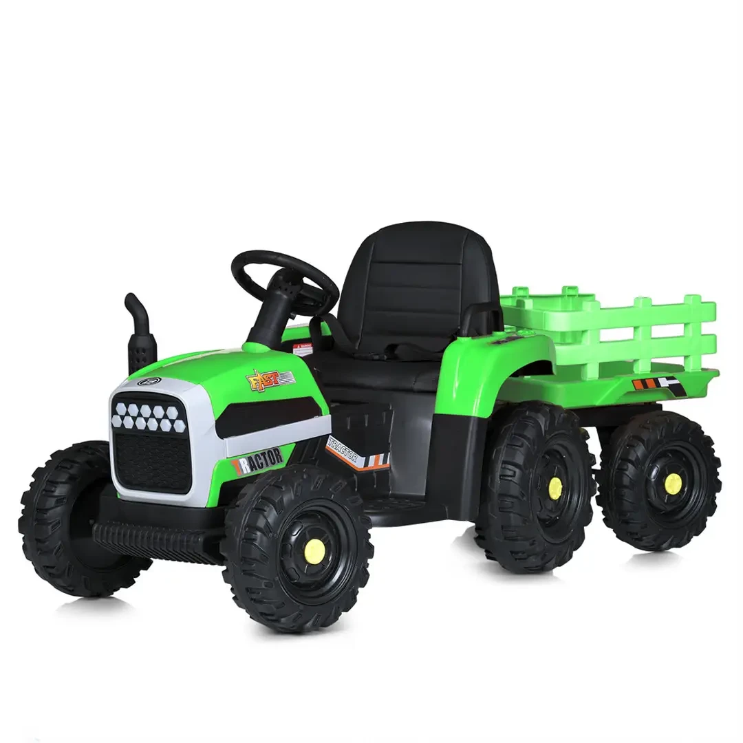 Дитячий електромобіль Bambi трактор з причепом  M 5733EBLR-4 зелений з пультом, музика , світло
