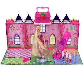 Ляльковий будиночок із лялькою (аксесуари для фарбування волосся, висота ляльки 30 см, картонна рамка, в коробці) 68034