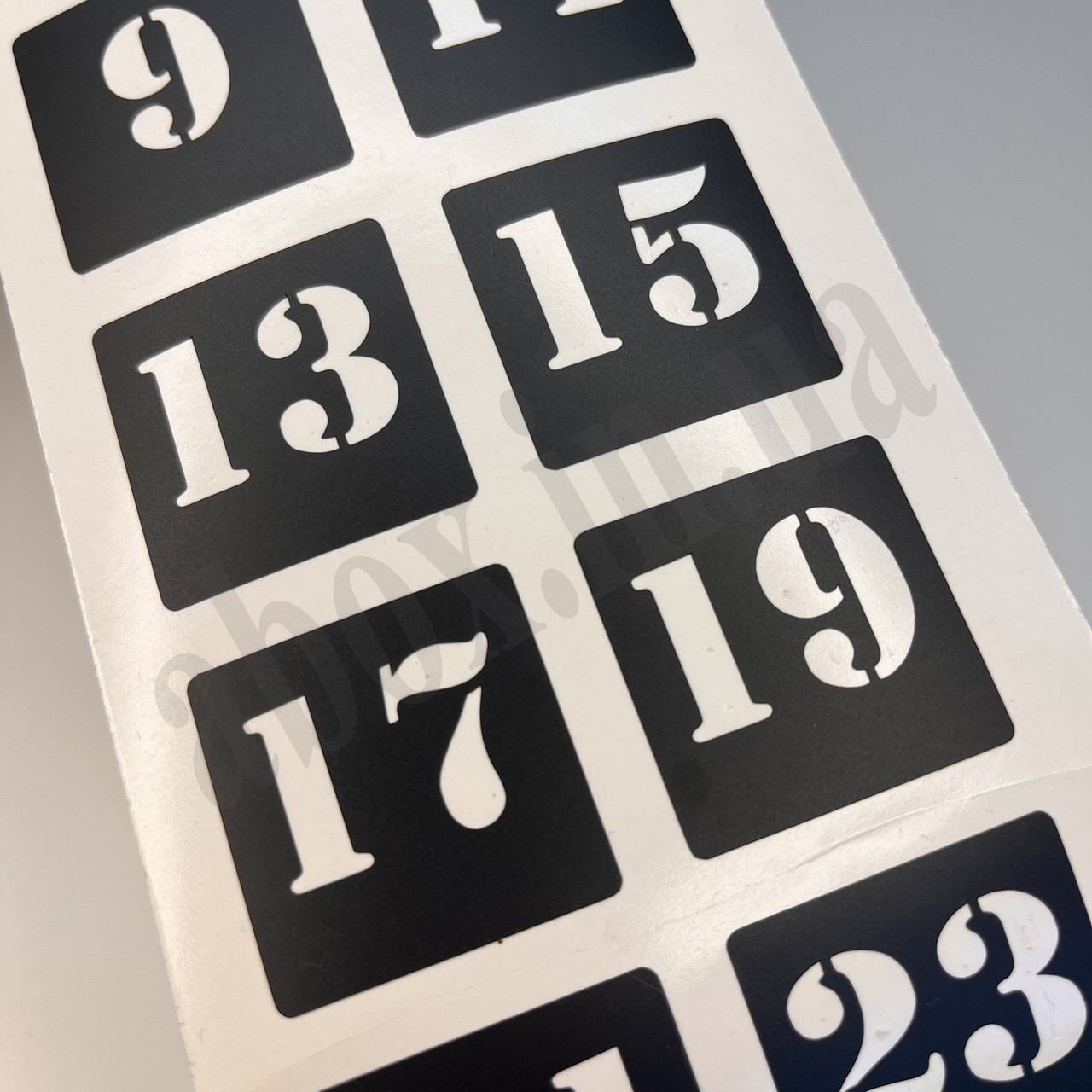Гардеробні наклейки з цифрами | Чорна нумерація на шафу з трафаретним шрифтом | Лист А3