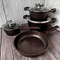 Гранитная посуда с антипригарным покрытием для индукционных плит, кухонный набор, кастрюли для индукции HK-315