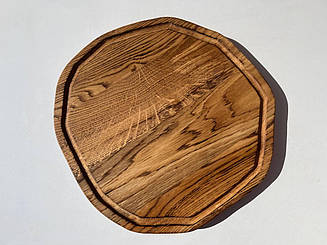 Дерев'яна дошка для подачі піци Woodini Арт Лофт  з жолобкомм  D 320 мм  дуб