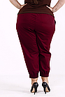 Бордові лляні штани літні жіночі укорочені вільні великого розміру 42-74. B095-4, фото 4