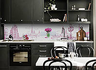 Наклейка виниловая кухонный фартук Zatarga Нарисованный Париж 600х3000 мм IO, код: 5561795