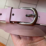 Світлий шкіряний ремінь пудра 3см, фото 5