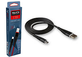 USB кабель Walker C550 Micro USB 2.4A 1м нейлонове обплетення, чорний