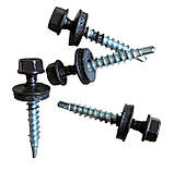 Матові покрівельні саморізи 4.8*35 по дереву для металочерепиці та профнастилу Ral 8019 (темно-коричневий), фото 2