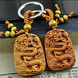 Брелок Дракон Дерев'яний для достатку, удачі, захисту та здоров'я із сакральною мантрою та символом Успіху, фото 5