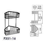 Полиця кутова FRAP F351-16, двоярусна з гачками, нержавіюча сталь, чорний, фото 5