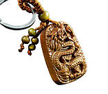 Брелок Дракон Дерев'яний для достатку, удачі, захисту та здоров'я із сакральною мантрою та символом Успіху, фото 2