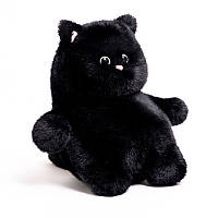 Мягкая игрушка черный, плюшевый котик 35 см