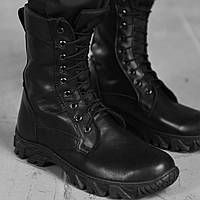 Тактические высокие кожаные берцы/ Демисезонные армейские берцы/ Весенние мужские ботинки для военных/ Черные