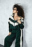 Жіночий стильний спортивний костюм двойка Санторині кофта штани тканина плащівка оксамит колір зелений, фото 2