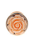 Металева золотиста анальна пробка з персиковою трояндою Red Gold Plug With Rose Peach, фото 2