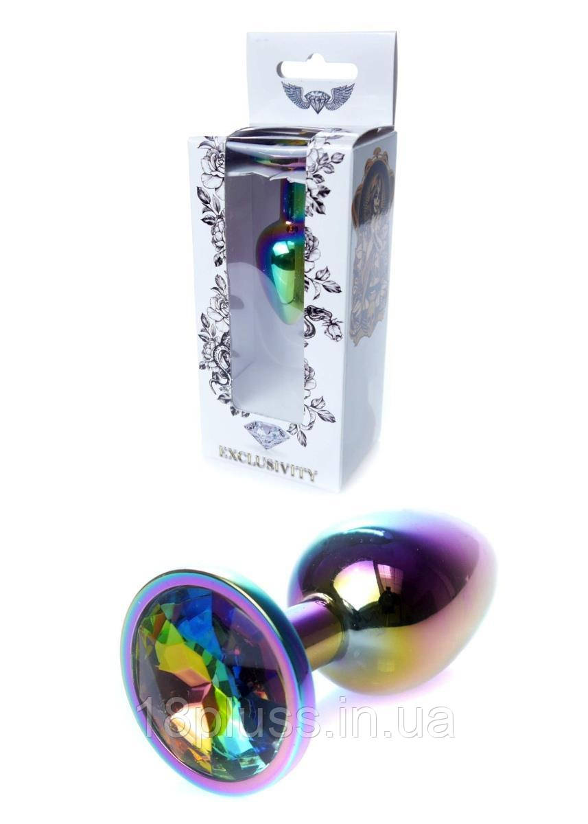 Металева різнокольорова анальна пробка з кристалом Jewellery Multicolour Plug Clear, фото 1
