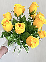 Штучні троянди . Букет штучних троянд з крапельками роси ( рожева, 44 см, 12 бутонів), фото 3