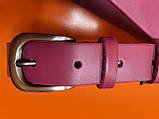 Жіночий шкіряний ремінь рожевий пасок 3 см Укр, фото 4
