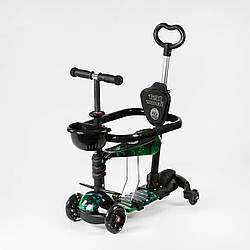Самокат трансформер 5в1 Best Scooter LS-67633 Чорний / Зелений Триколісний самокат з підсвічуванням сидінням