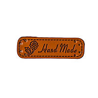 Бирка прышивная "Hand Mande" эко-кожа, Горчица 4*1,5 см