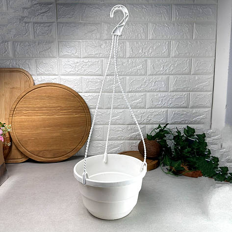 Підвісний квітковий горщик Білий 3.7 л Каскад Угорщина VVP, фото 1