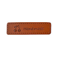 Бірка пришивна "Hand Mande Вишня" еко-шкіра, Гірчиця 5*1,5 см