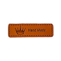 Бірка пришивна "Hand Mande Корона" еко-шкіра, Гірчиця 5*1,5 см