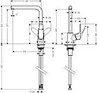 Hansgrohe Змішувач для кухні Focus, довж.виливу - 237мм, поворотний, 1важіль, KM280, матовий чорний, фото 2