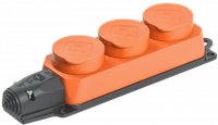 Розетка (колодка) 3-местная РБ33-1-0м с защитными крышками IP44 ОМЕГА оранжевая (IEK)