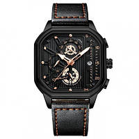 Чоловічий наручний класичний годинник Crrju Faust (Чорний)