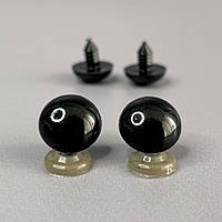 10 шт - Глаза винтовые для игрушек 18 мм с фиксатором - черный