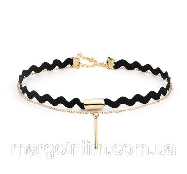 Чокер / Чорний  з золотистим чокер Мереживне намисто Прикраса для шиї, фото 1