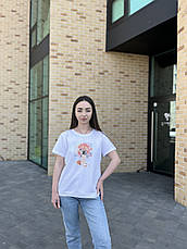 Жіноча футболка в прямому пошитті з принтом розміри 48, 50, 52, фото 4