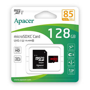 Картка пам'яті Apacer microSD 128 GB C10 UHS-I R85MB/s + SD