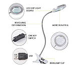 Настільна LED лампа - лупа FS-017 на затиску/прищіпці (збільшувальна лінза х3 з підсвічуванням), 5,5 Вт., фото 6